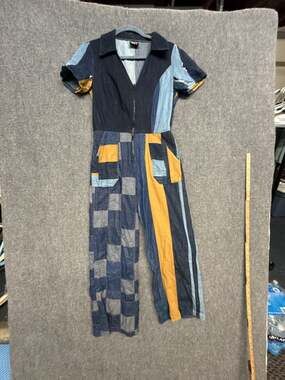 Forgotten Saints LA Dynomite Patchwork Denim Short Sleeve Jumpsuit